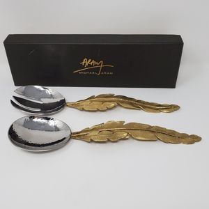 Michael Aram gold feather serving set
